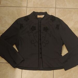VTG Wrangler Blazer Prairie Rose Black Embroidered Equestrian Coat Womens Size M